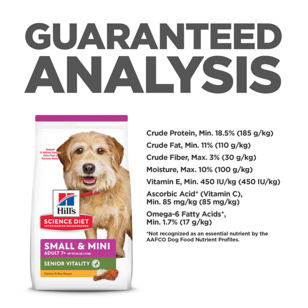 Hill's Science Diet Adult 7+ Senior Vitality SM & Mini Chicken & Rice Recipe Dog Food - Image 11