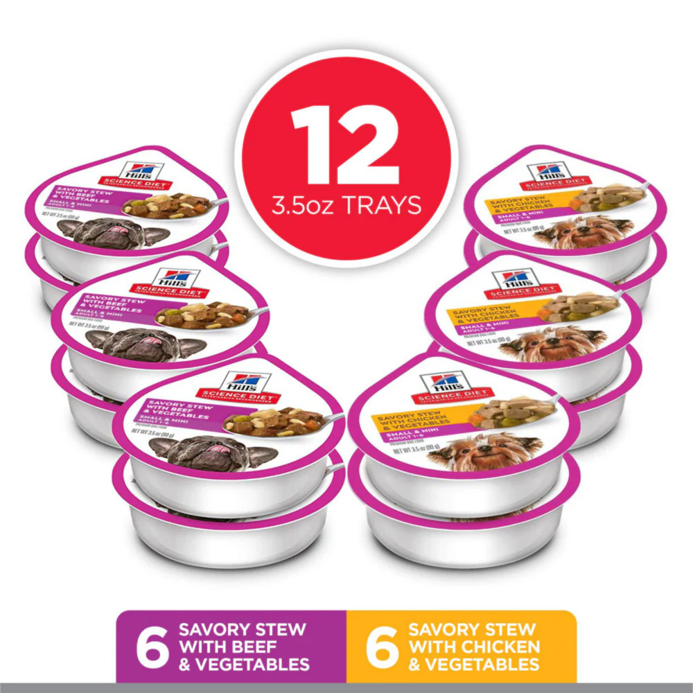 Hill's Science Diet Adult SM Paws Savory Stew Chicken or Beef with Vegetables Variety Pack Canned Dog Food - Image 3