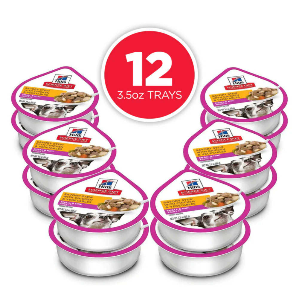 Hill's Science Diet Adult 7+ SM Paws Savory Stew with Chicken & Vegetables Dog Food Trays - Image 4