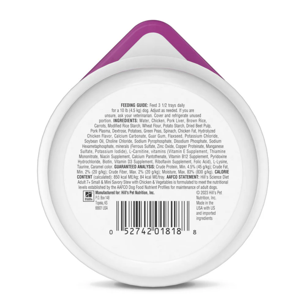 Hill's Science Diet Adult 7+ SM Paws Savory Stew with Chicken & Vegetables Dog Food Trays - Image 5
