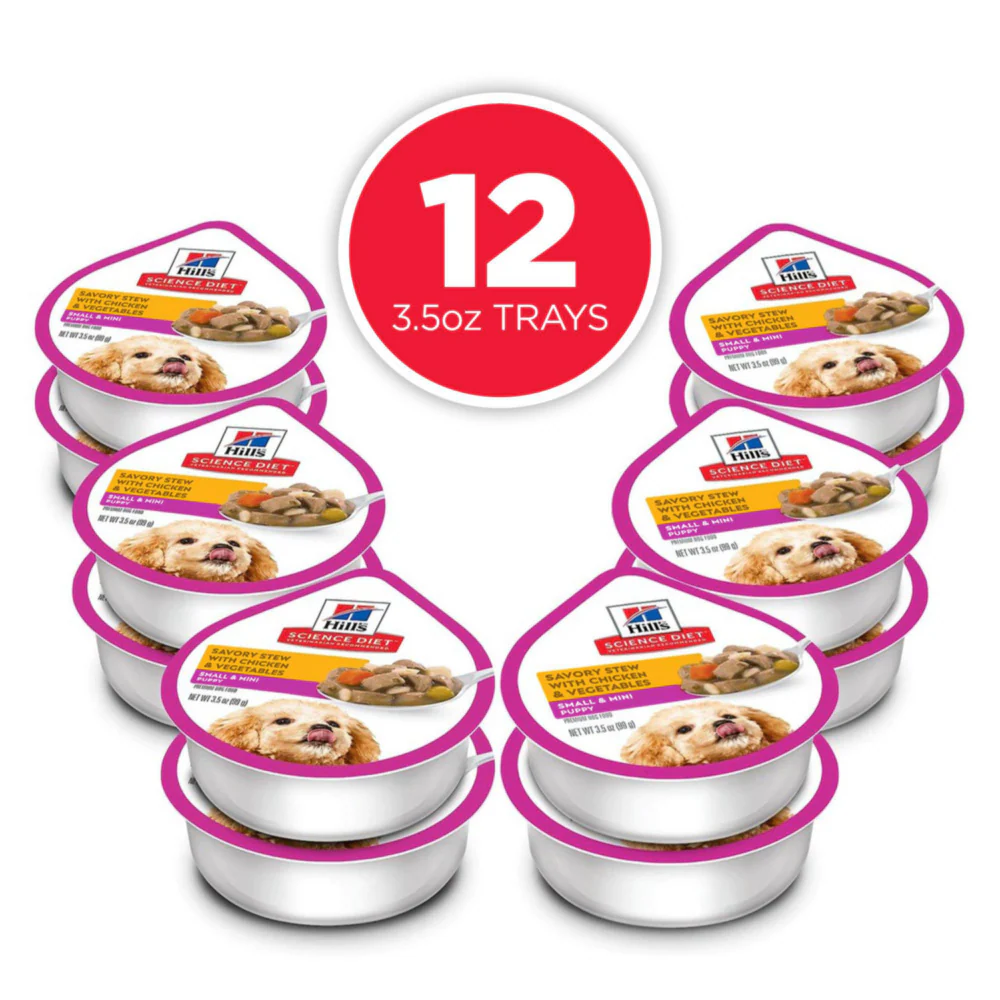 Hill's Science Diet Puppy SM Paws Savory Stew with Chicken & Vegetables Dog Food Trays - Image 4