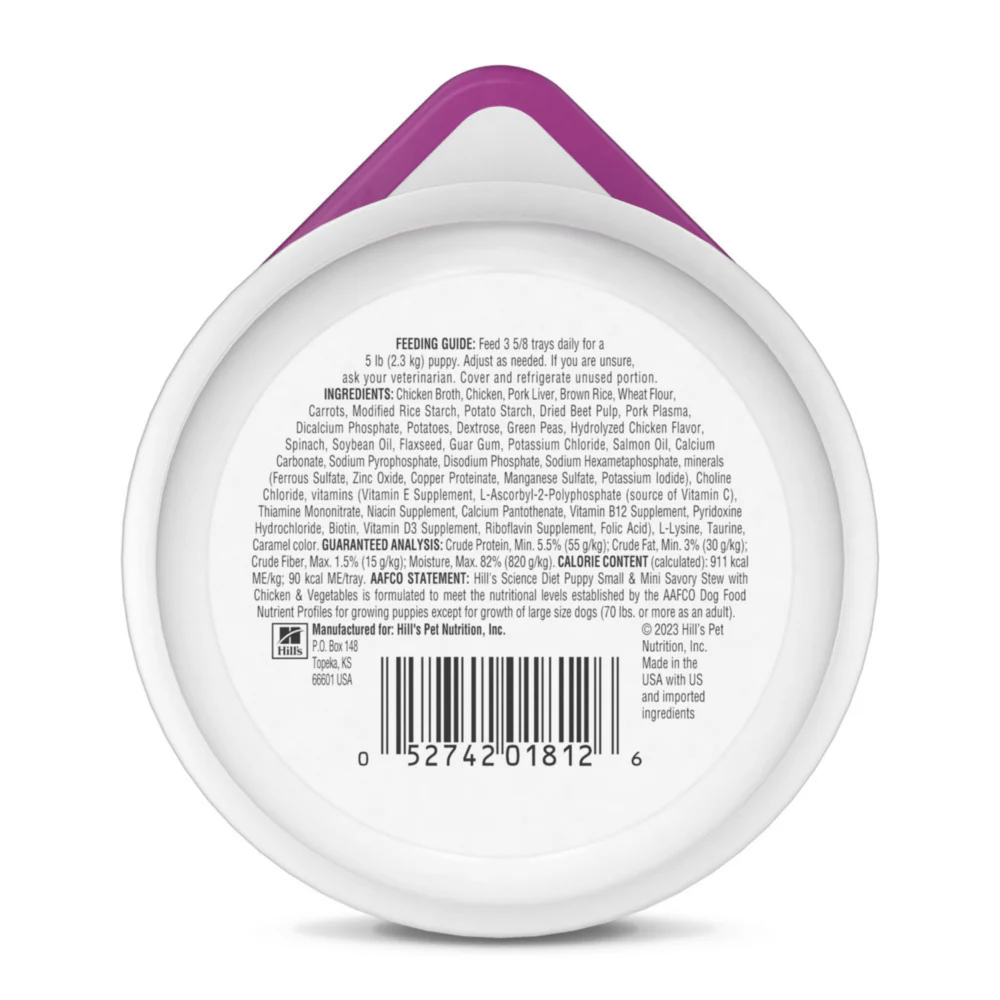 Hill's Science Diet Puppy SM Paws Savory Stew with Chicken & Vegetables Dog Food Trays - Image 5