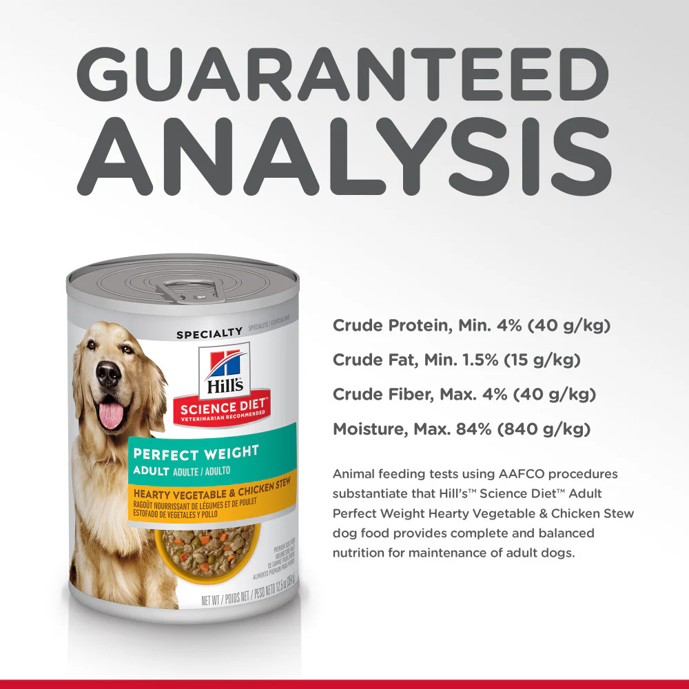 Hill's Science Diet Adult Perfect Weight Hearty Vegetable & Chicken Stew Canned Dog Food - Image 6