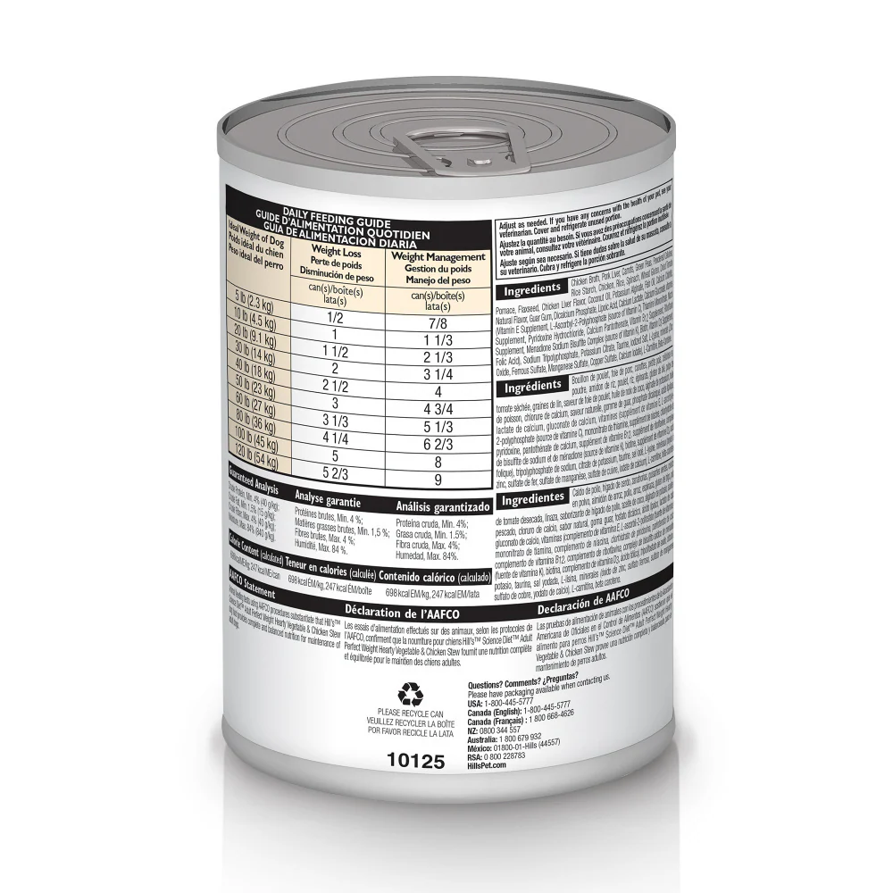 Hill's Science Diet Adult Perfect Weight Hearty Vegetable & Chicken Stew Canned Dog Food - Image 9