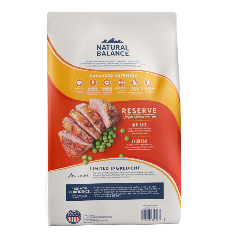 Natural Balance Limited Ingredient Reserve Grain Free Duck & Green Pea Recipe Dry Cat Food - Image 4