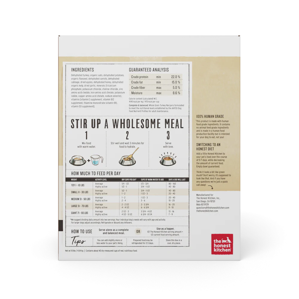 The Honest Kitchen Whole Grain Turkey Recipe Dehydrated Dog Food - Image 4