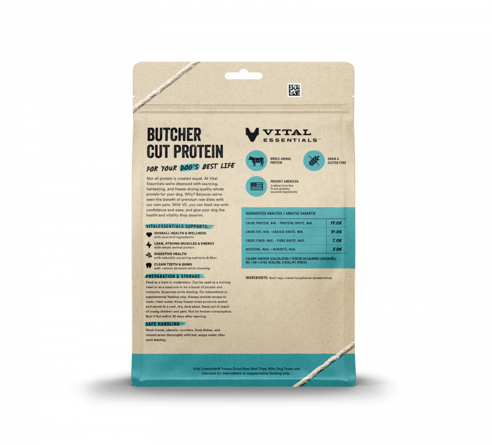 Vital Essentials Freeze Dried Beef Tripe Nibblets Grain Free Limited Ingredient Dog Treats - Image 3