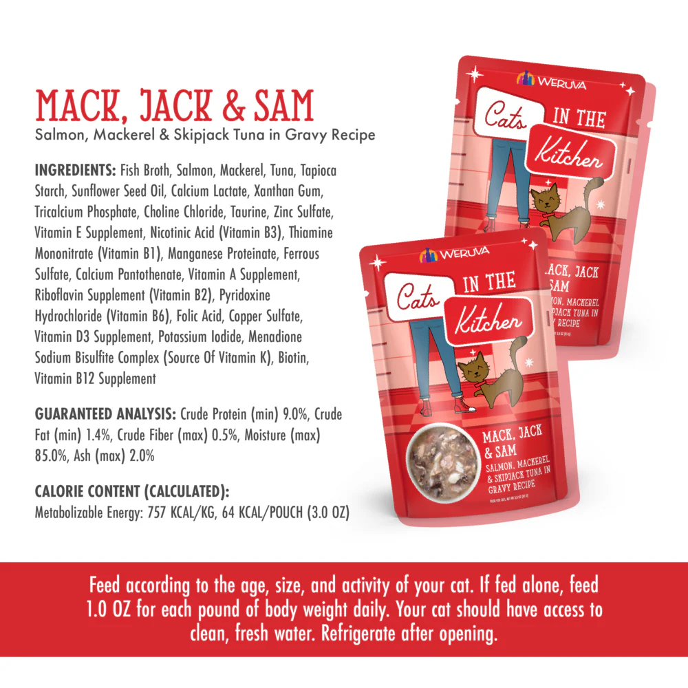 Weruva Cats In the Kitchen Mack Jack and Sam Cat Pouches Wet Cat Food - Image 4