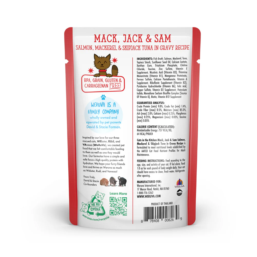Weruva Cats In the Kitchen Mack Jack and Sam Cat Pouches Wet Cat Food - Image 6